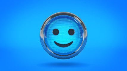 glossy icon, Smiley. 3d rendering