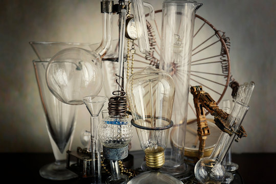 steampunk alambicco provette dello scienziato