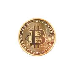 Bitcoin golden coin. Vector eps10 isolated illustration.