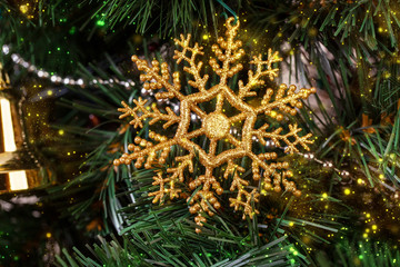 Decorations in the Scandinavian style on an artificial Christmas tree