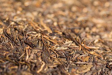 Chinese tea raw materials close up