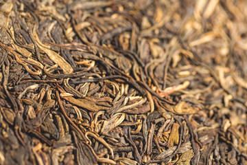 Chinese tea raw materials close up