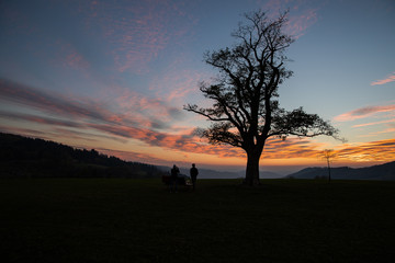 Sunset with sunshine in Velka Lhota popular place with great views of the surroundings...