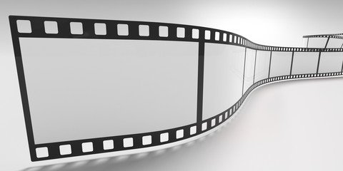 Fototapeta premium Film strip isolated on white background. 3D rendered illustration.