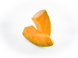 Halloween pumpkin Sliced pumpkin chunks isolated