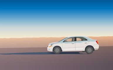 Fototapeta na wymiar Car on road in prairie