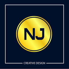 Initial NJ Letter Logo Template Design