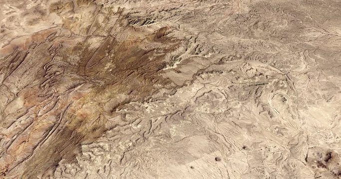 Very high-altitude circular tracking shot of parts of the Rio Grande Valley. Reversible, seamless loop. Elements of this image furnished by NASA