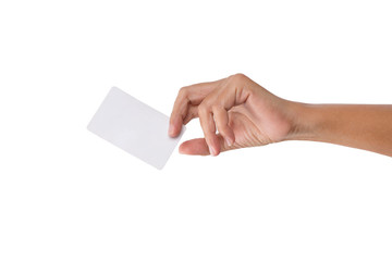 Fototapeta premium holding Blank business card