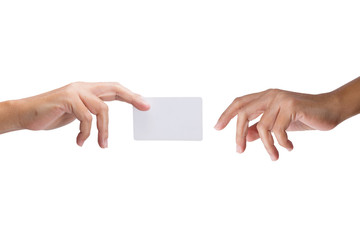 Obraz premium holding Blank business card