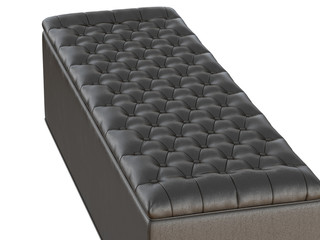 Fototapeta premium Bench black leather capitone on a white background 3d rendering