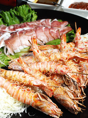 Close up of baked salted shrimp