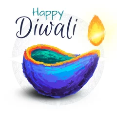 Deurstickers Diwali festival celebration hand drawn vector illustration. © awesomedwarf