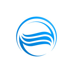 Circle waves water in blue color logo template