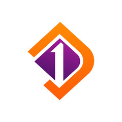 Aquare letter d and number one logo vector
