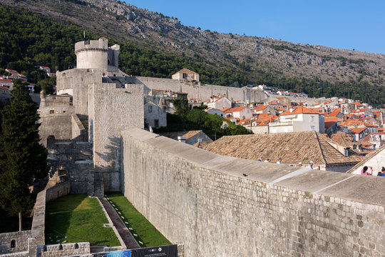 Dubrovnik, Croatia, July 31, 2018: Fort Minceta in Dubrovnik, Croatia originated in 1319, rebuilt in its current form in 1464.
