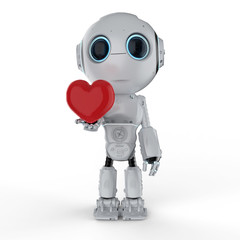 mini robot hold heart