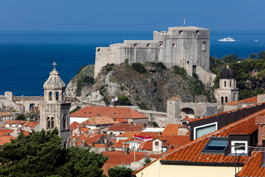 Medieval fortress of Lovrijenac a.k.a Fort Lawrence in Dubrovnik, Croatia, rebuilt after the 1667 earthquake. The fort is one of Dubrovnik's major tourist attractions.