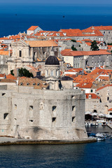 Fototapeta na wymiar Fort of St. John in Dubrovnik, Croatia, dates back to the 16th century, guards the entrance to Dubrovnik's Old Harbor.