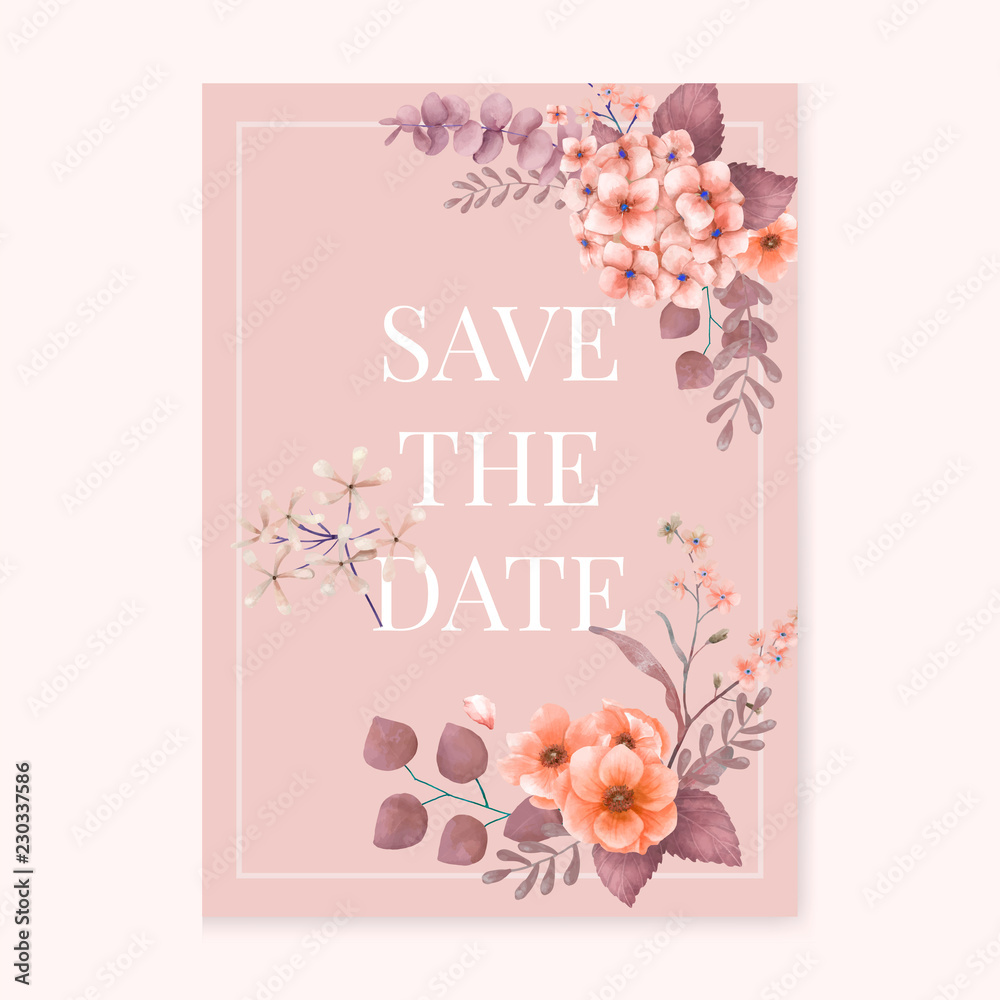 Sticker Pink themed floral wedding card