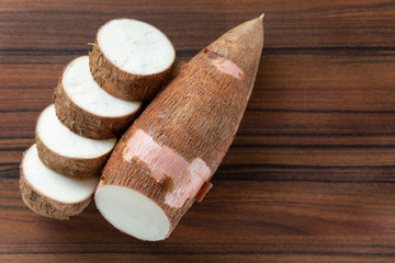 Fototapeta na wymiar cassava slices on the table