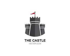 Naklejka premium Castle Logo vector icon illustration design 