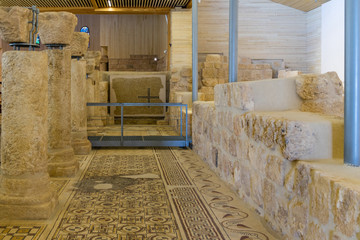 Ornate floor mosaics at the Basilica of Moses), Mount Nebo, Jordan