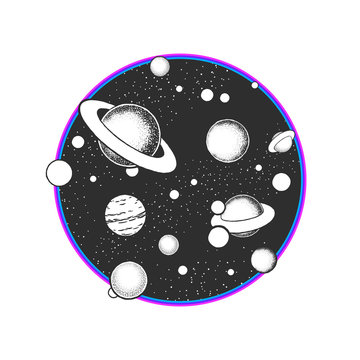 Astronomy doodles concept. Vector eps10 cosmos illustrations.