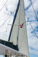 Obraz premium sail and rigging yacht against the sky in the Dominican Republic