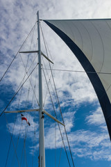 Fototapeta premium sail and rigging yacht against the sky in the Dominican Republic