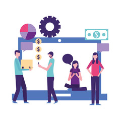 people making differents activities with devices