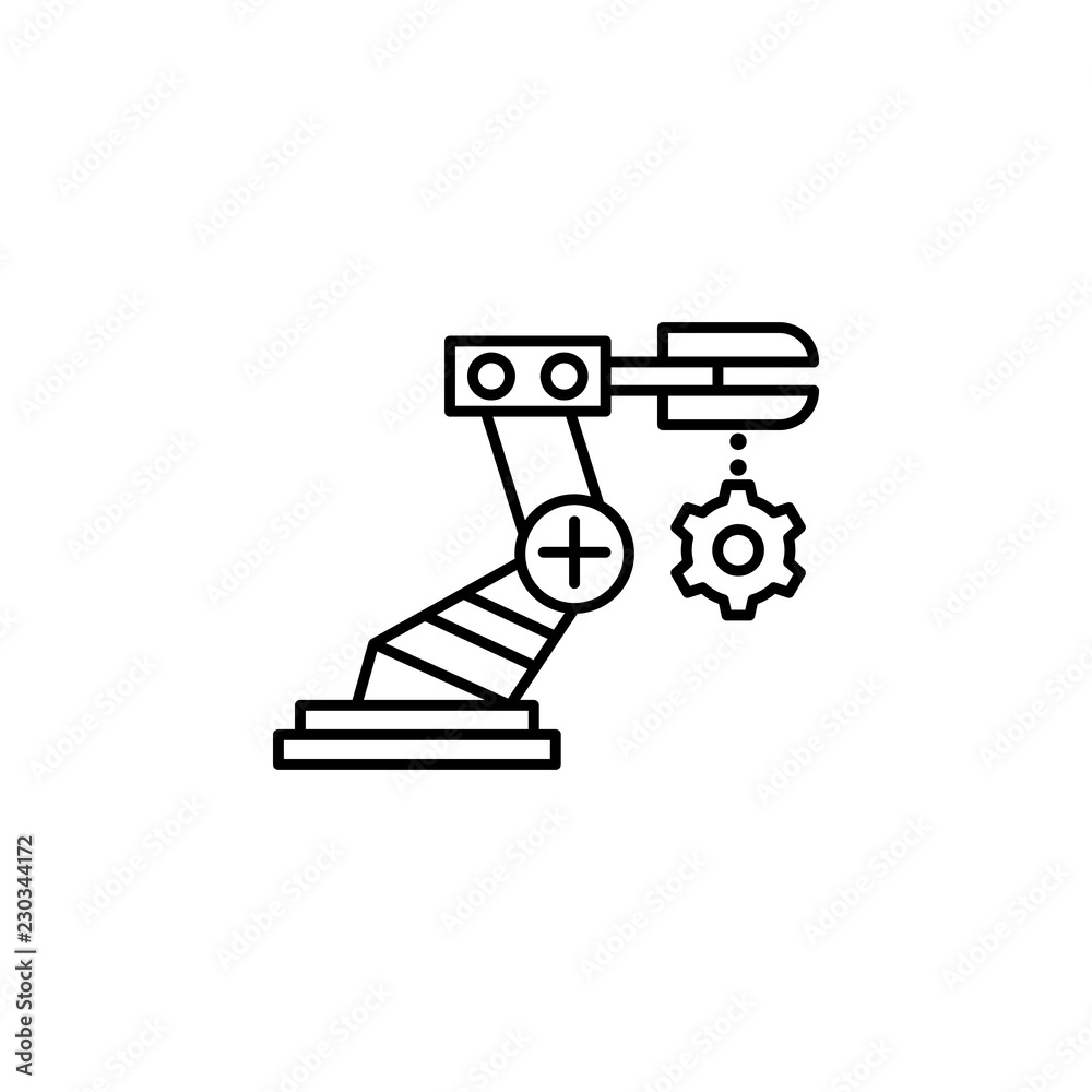 Aufkleber assembly, hand icon. element of robotics engineering for mobile concept and web apps icon. thin line