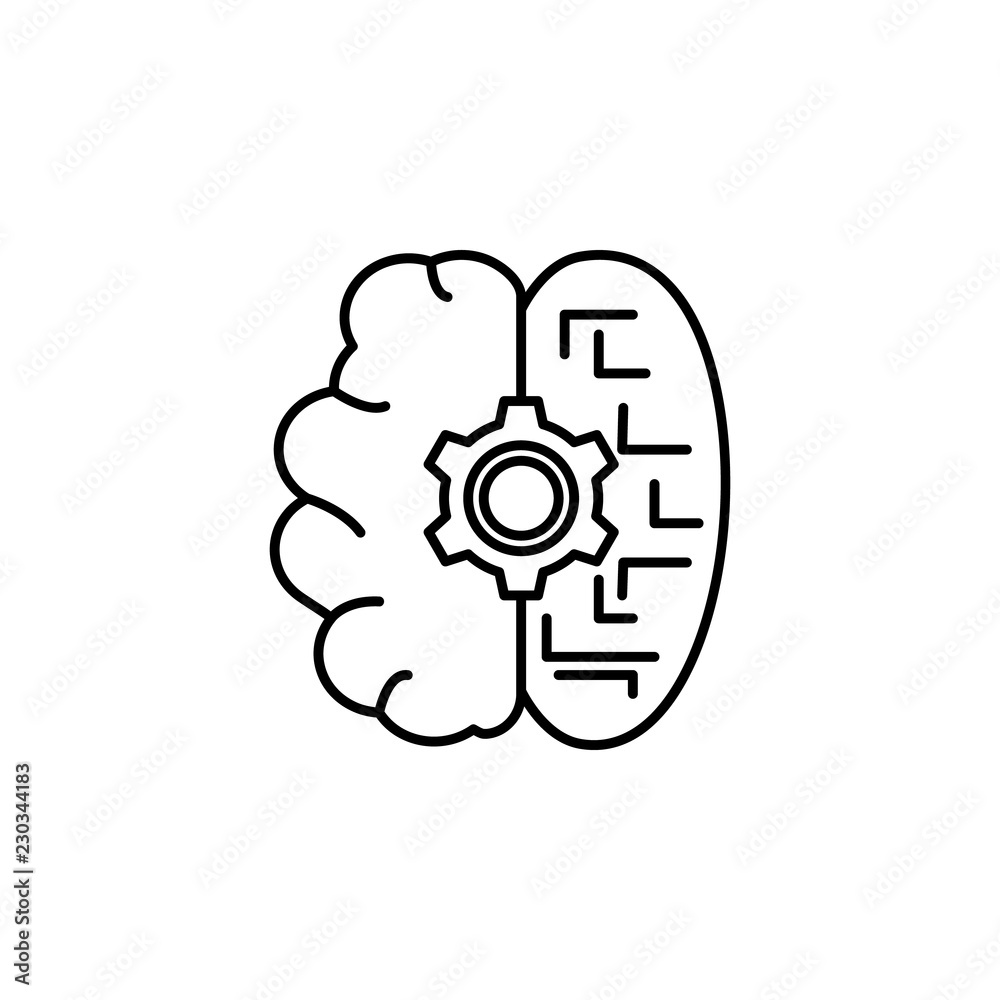 Aufkleber artificial, brain icon. element of robotics engineering for mobile concept and web apps icon. thin l