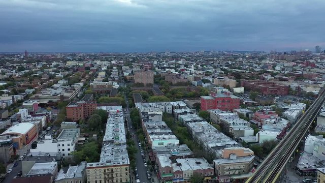 Aerial of Queens, New York on a Cloudy Day