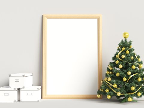 Christmas Decoration Mock Up Poster Frame