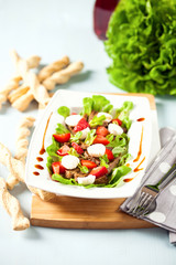 Original meat, strawberry and mozzarella salad