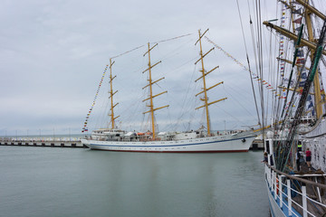 Obraz premium A view of the sailboats moored Black Sea Regatta