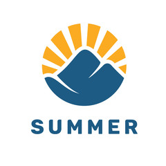 Mount and Sun Logo Design Inspiration Vector