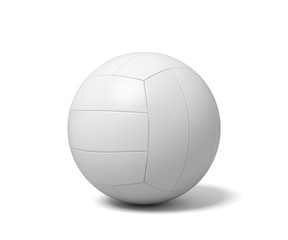 3d rendering of a single white volleyball ball with a shadow lying on a white background.