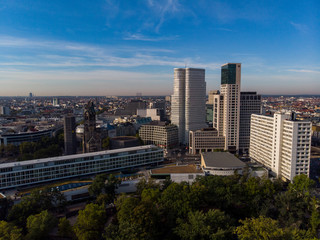 Fototapeta na wymiar Drone view on skyscrapers in Berlin