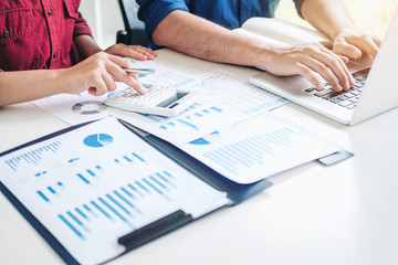 Business People meeting Planning Strategy Analysis Concept on future plans to colleagues in office