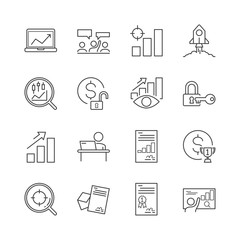 Line icon of business and investment. Editable stroke. 30x30 pixel. Vector illustration.