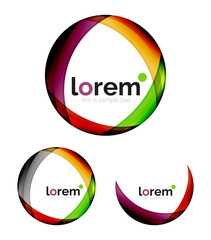 Set of geometric shape convergence logo design templates