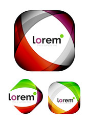 Set of geometric shape convergence logo design templates