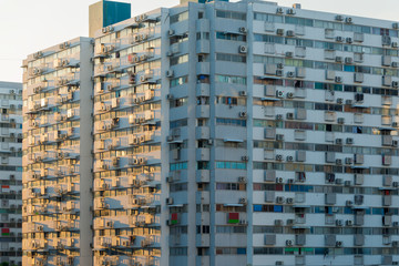 The apartment home residential building area in the crowded capital in Bangkok, Thailand