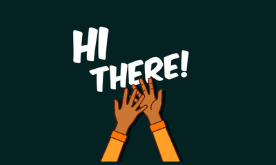 Hi There Waving Hand Vector Illustration