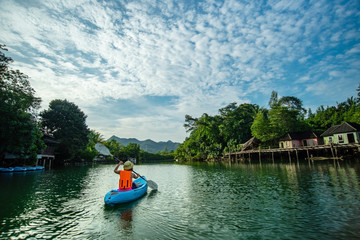 Fototapeta na wymiar Kayaking on the river.