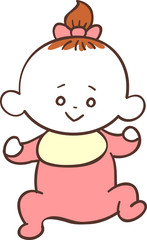 赤い服を着た、かわいい赤ちゃん　女の子　笑顔
