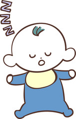 青い服を着た、かわいい赤ちゃん　男の子　眠る　睡眠

