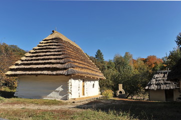 House in the autumn village.